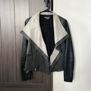 Vince color-block leather jacket